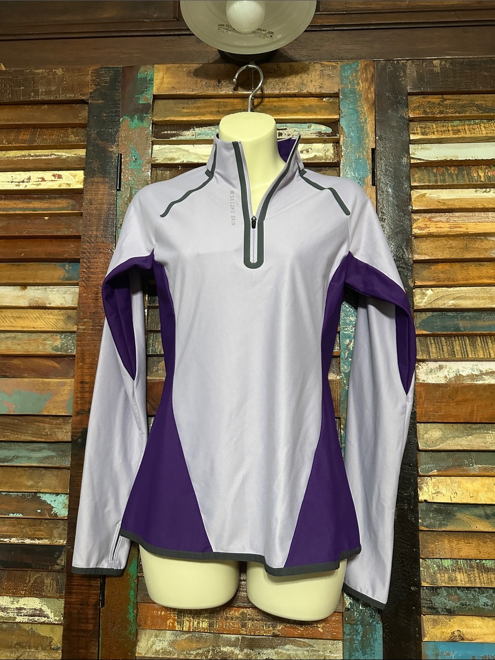 Second Skin Light Lavender and Purple Half-Zip Active Pullover small NWT